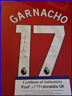 Alejandro Garnacho Signed and Framed Manchester United Shirt With COA