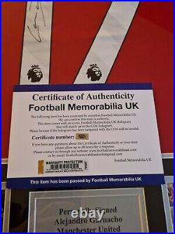 Alejandro Garnacho Signed and Framed Manchester United Shirt With COA