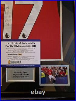 Alejandro Garnacho Signed and Framed Manchester United Shirt With COA