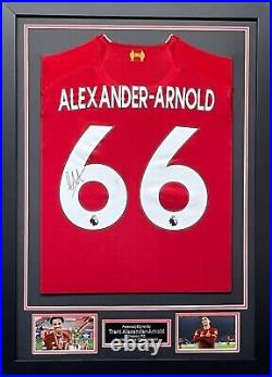 Alexander trent arnold signed and framed liverpool fc shirt coa salah mane v