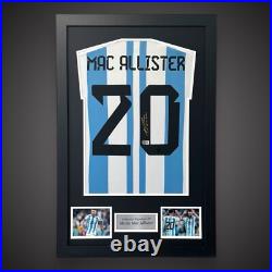Alexis Mac Allister Hand Signed Argentina Football Shirt Framed With COA £299