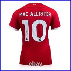 Alexis Mac Allister Signed Liverpool 2023-24 Football Shirt. Standard Frame