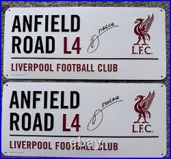 Alexis Mac Allister personally signed Liverpool official street sign proof COA