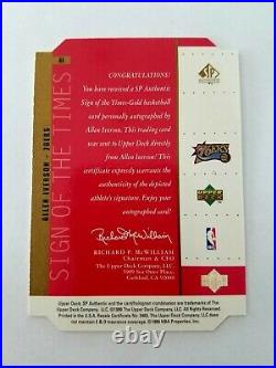 Allen Iverson 99 Sp Authentic Sign Of The Times Gold Auto Rare