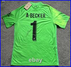 Allison Becker #1 Liverpool Goal Keeper Football Shirt with AFTAL COA & Proof