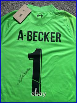 Allison Becker #1 Liverpool Goal Keeper Football Shirt with AFTAL COA & Proof