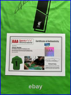 Allison Becker #1 Liverpool Goal Keeper Football Shirt with AFTAL COA & Proof