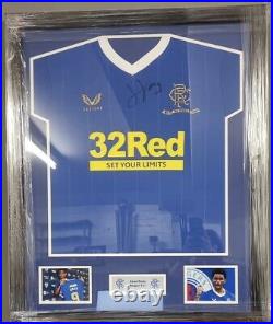 Amad diallo signed and framed rangers fc shirt co proof old firm man utd