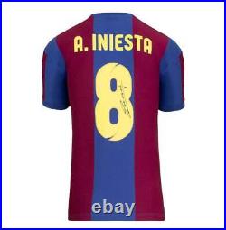 Andres Iniesta Signed Barcelona Shirt Home, Retro Autograph Jersey