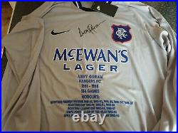 Andy Goram Rangers Signed 97/98 Goalkeeper Honours Shirt PRIVATE SIGNING