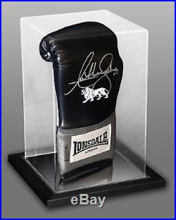 Anthony Joshua Signed Black Boxing Glove In An Acrylic Case Incribed With AJ B