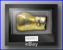 Anthony Joshua Signed Gold VIP Boxing Glove In A Box Frame AJ, World champion