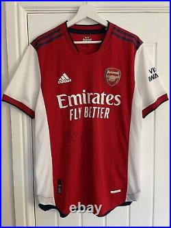 Arsenal 21/22 Home Authentic Player Issue Shirt Signed By Ramsdale & Lokonga