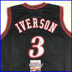 Autographed/Signed ALLEN IVERSON Philadelphia Black Basketball Jersey JSA COA