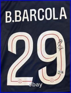 Autographed/Signed Bradley Barcola PSG Paris Saint Germain Blue Jersey BAS COA