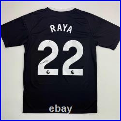 Autographed/Signed David Raya Arsenal Black Soccer Jersey Beckett BAS COA