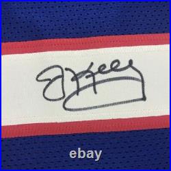 Autographed/Signed JIM KELLY Buffalo Blue Football Jersey JSA COA Auto