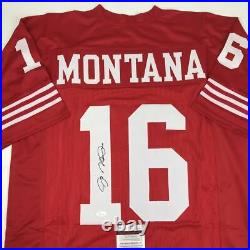 Autographed/Signed JOE MONTANA San Francisco Red Football Jersey JSA COA Auto