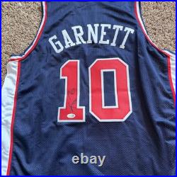 Autographed/Signed Kevin Garnett Minnesota Celtics USA Basketball Jersey JSA COA