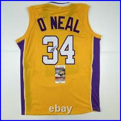 Autographed/Signed SHAQUILLE SHAQ O'NEAL Los Angeles Yellow Jersey JSA COA Auto