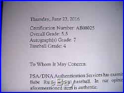 BABE RUTH Single Signed PSA/DNA Graded NM 7 JSA MLB Professional League BASEBALL