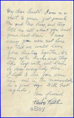 Babe Ruth Jsa Certified Authentic Signed Letter Autographed Yankees Mint