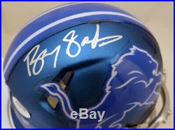 Barry Sanders Autographed Signed Lions Blue Blaze Mini Helmet Beckett 125723