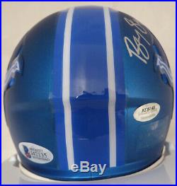 Barry Sanders Autographed Signed Lions Blue Blaze Mini Helmet Beckett 125723