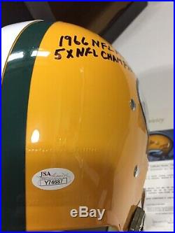 Bart Starr Signed Packers Full Size TK Helmet with 4 Inscriptions JSA Letter
