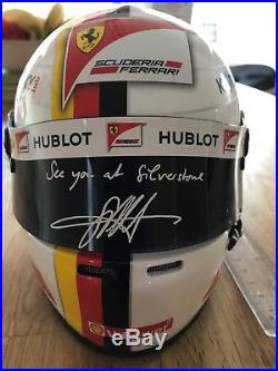 Bell Racing Ferrari 12 Mini F1 Helmet Sebastian Vettel 2017 Print Signed