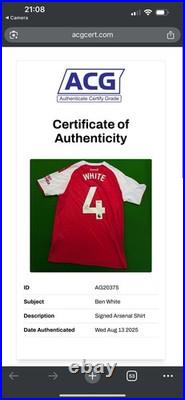 Ben White signed shirt PROOF ACG AUTHENTICATION JERSEY COA ARSENAL 25/26 Saliba