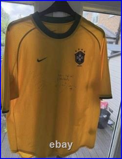 Brazil Football Shirt Signed By Roberto Carlos And Denilson