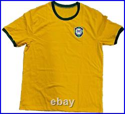 Brazil Pele Signed Soccer CUSTOM Jersey Autographed Beckett BAS COA
