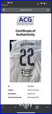 Brennan Johnson Signed Shirt PROOF ACG Authentication JERSEY SPURS TOTTENHAM