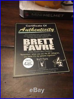 Brett Favre Autograph Signed Auto Mini Helmet Favre Coa NFL Hof And Inscribed