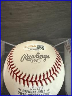 Brock Holt Signed 2018 Postseason Baseball Rawlings Boston Red Sox JSA Witness