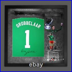Bruce Grobbelaar Hand Signed Green Player T-Shirt In A Picture Mount Display
