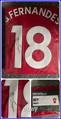 Bruno Fernandes Signed Manchester United 2021-22 Football Shirt Icons COA Proof