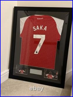 Bukayo Saka #7 Arsenal Home Shirt With Signature Framed