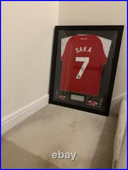 Bukayo Saka #7 Arsenal Home Shirt With Signature Framed