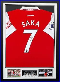 Bukayo Saka SIGNED & Framed Arsenal F. C. Jersey Genuine Signature AFTAL COA