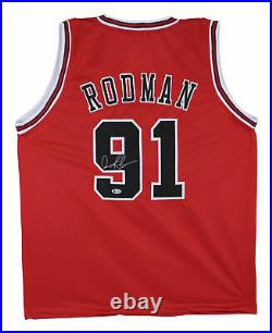 Bulls Dennis Rodman Authentic Signed Red Jersey Autographed BAS