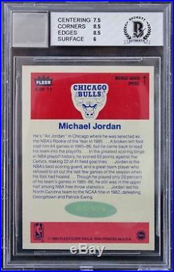 Bulls Michael Jordan Signed 1986 Fleer Sticker #8 Card Auto Graded 10! BAS Slab