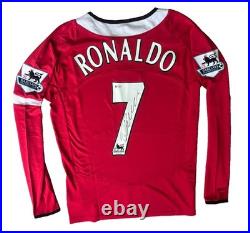 CRISTIANO RONALDO Hand Signed Retro PL Man Utd GOAT Long Sleeve Jersey BECKETT