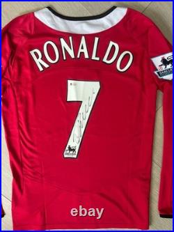 CRISTIANO RONALDO Hand Signed Retro PL Man Utd GOAT Long Sleeve Jersey BECKETT