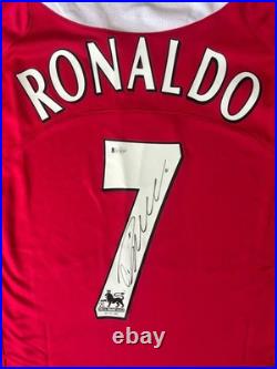 CRISTIANO RONALDO Hand Signed Retro PL Man Utd GOAT Long Sleeve Jersey BECKETT