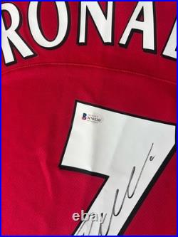 CRISTIANO RONALDO Hand Signed Retro PL Man Utd GOAT Long Sleeve Jersey BECKETT