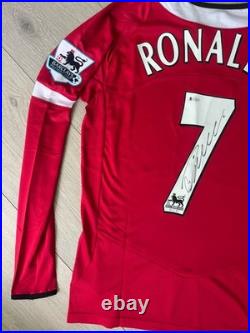CRISTIANO RONALDO Hand Signed Retro PL Man Utd GOAT Long Sleeve Jersey BECKETT