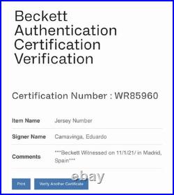 Camavinga Signed Beckett Authenticated Shirt (Real Madrid)