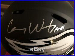 Carson Wentz Signed Full Size Helmet Matte Black Speed Replica Fanatics COA